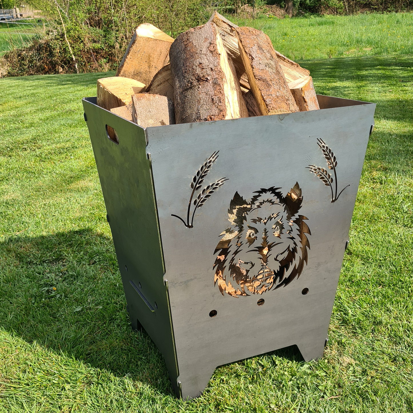 Feuerkorb Wildschwein Motiv